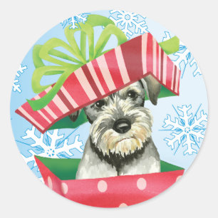 Adesivo Redondo Schnauzer padrão feliz de Howlidays