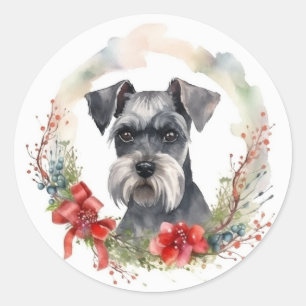 Adesivo Redondo Schnauzer Wreath Festivo Pup