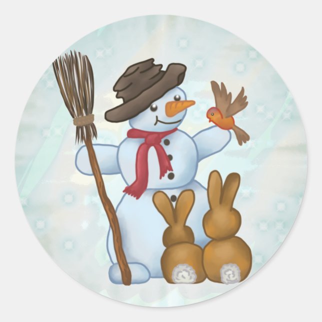 Adesivo Redondo Schneemann mit Tieren  (Frente)