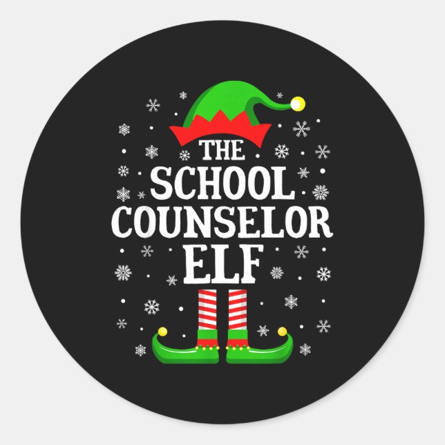 Adesivo Redondo School Counselor Elf Funny Christmas Family Matchi (Frente)