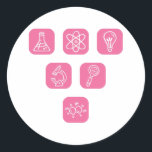 Adesivo Redondo Science Elements Items<br><div class="desc">Cool Science Design featuring several science related elements. A perfect match for every scientist,  science student,  science teacher and science lover.</div>