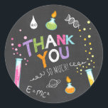 Adesivo Redondo Science Sticker Obrigado Birthday Favor tag Girl<br><div class="desc">Europeia: Meu perfeito Sticker,  Cupcake Topper e Envelope Seal! Tema científico.</div>