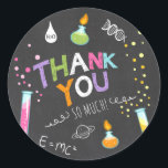 Adesivo Redondo Science Sticker Obrigado Birthday Favor tag Girl<br><div class="desc">Europeia: Meu perfeito Sticker,  Cupcake Topper e Envelope Seal! Tema científico.</div>