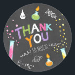 Adesivo Redondo Science Sticker Obrigado Birthday Favor tag Girl<br><div class="desc">Europeia: Meu perfeito Sticker,  Cupcake Topper e Envelope Seal! Tema científico.</div>