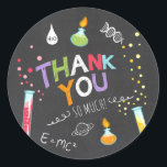 Adesivo Redondo Science Sticker Obrigado Birthday Favor tag Lab<br><div class="desc">Europeia: Meu perfeito Sticker,  Cupcake Topper e Envelope Seal! Tema científico.</div>