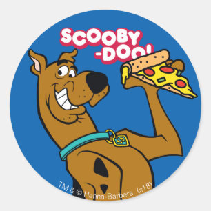 Adesivo Redondo Scooby-Doo com fatia da pizza