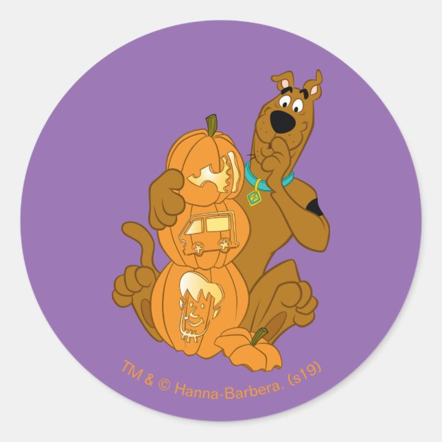Adesivo Redondo Scooby-Doo | Halloween Jack-O-Lanterna (Frente)