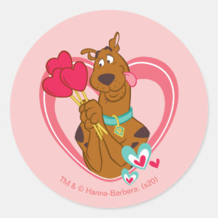 Adesivo Redondo Scooby-Doo Holding Heart Lolipops