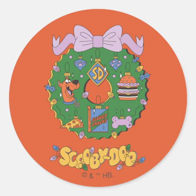 Adesivo Redondo Scooby-Doo Holiday Snack Wreath Graphic (Frente)