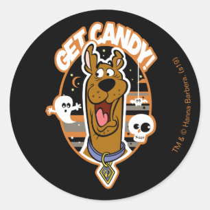Adesivo Redondo Scooby-Doo Pegue Candy!