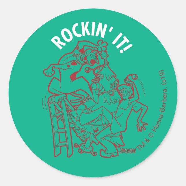 Adesivo Redondo Scooby-Doo & Shaggy Rockin' It 'Round Tree (Frente)