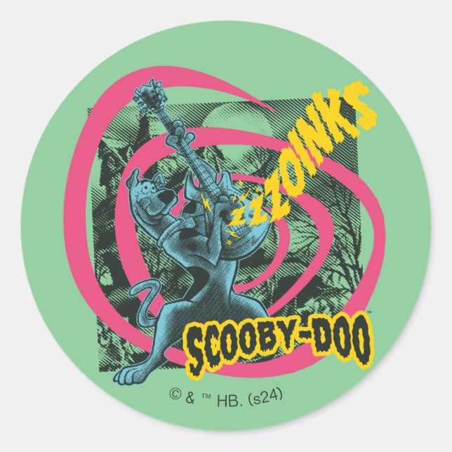 Adesivo Redondo Scooby-Doo Zoinks Punk Guitar Graphic (Frente)