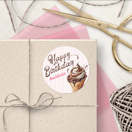 Adesivo Redondo Scoop Sorvete Girls Birthday Classk Round Stick