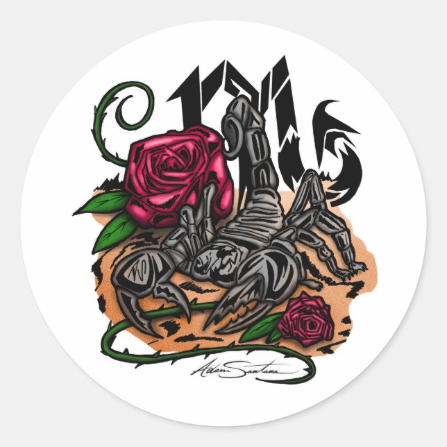 Adesivo Redondo Scorpio - Zodiac  (Frente)