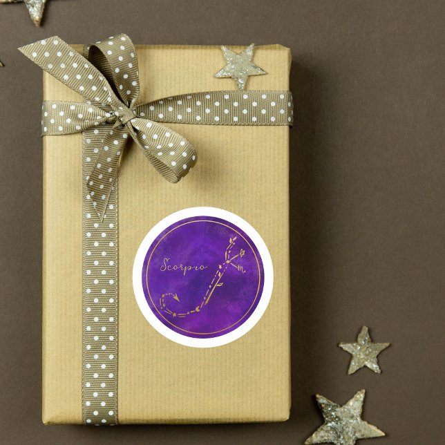 Adesivo Redondo Scorpio Zodiac - Símbolo Dourado Constelação (Criador carregado)