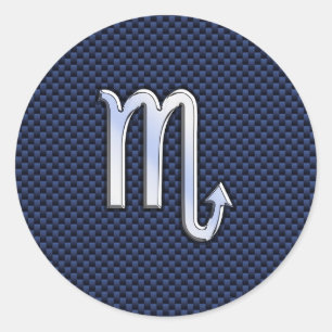 Adesivo Redondo Scorpio Zodiac Símbolo marinho estilo fibra de ca