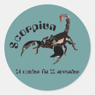 Adesivo Redondo Scorpiun 24 october fin 22 autocolantes November