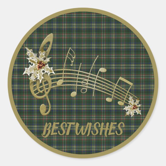 Adesivo Redondo Scott Green Modern Original Scottish Tartan (Frente)