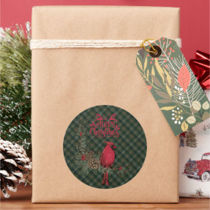 Adesivo Redondo Scott Green Moderno Tartan de Natal Escocês