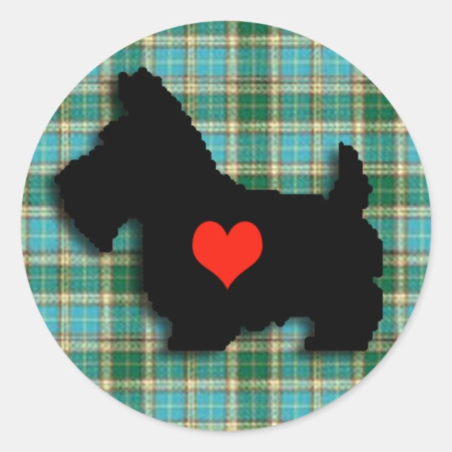 Adesivo Redondo Scottie Love Heart Sticker (Frente)