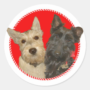 Adesivo Redondo Scotties Trigo e Preto de Natal