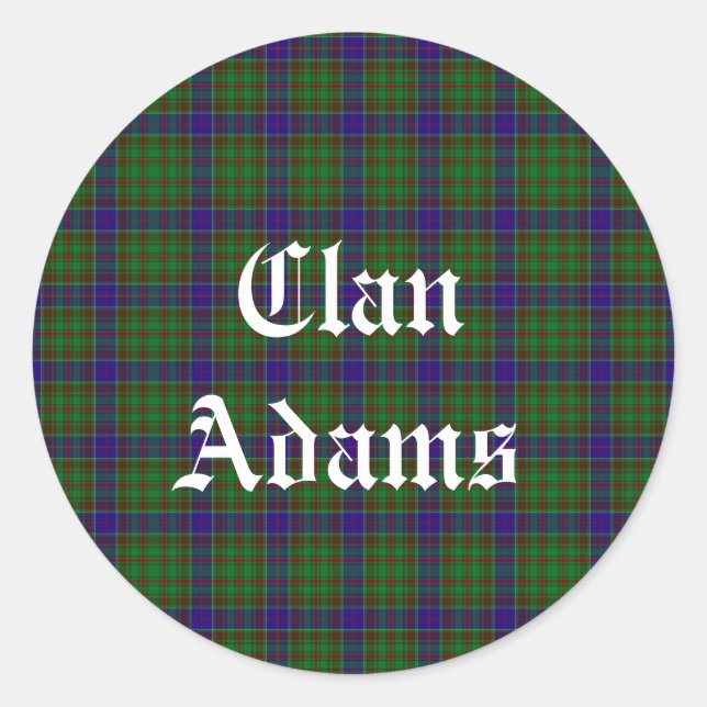 Adesivo Redondo Scottish Clan Adams Tartan (Frente)