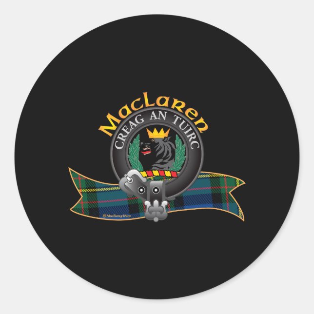 Adesivo Redondo Scottish Maclaren Clan Tartan Crest Motto Creag An (Frente)