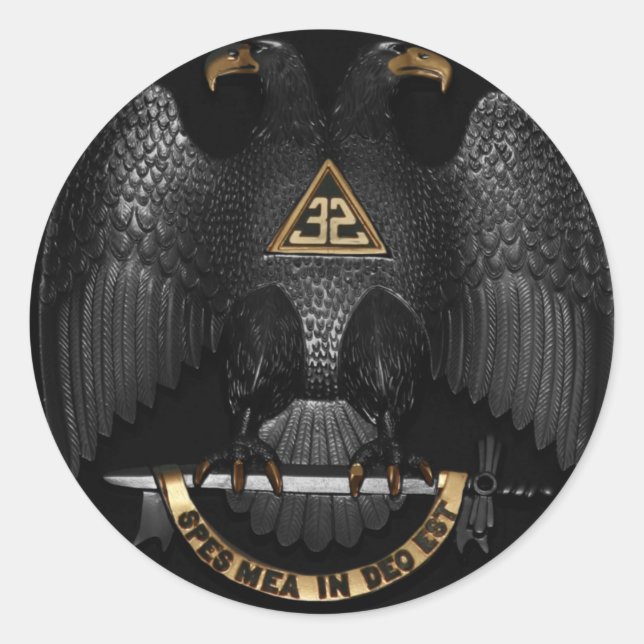 Adesivo Redondo Scottish Rite 32 Degree Mason Eagle (Frente)