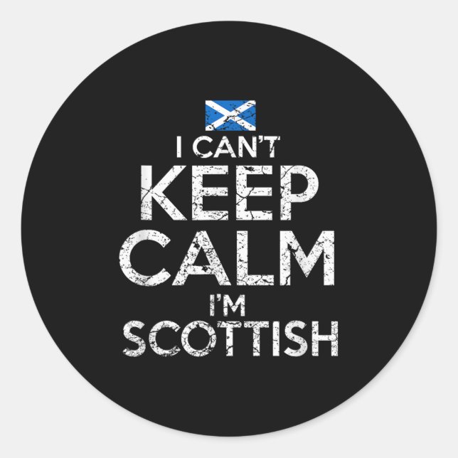 Adesivo Redondo Scottish Roots Scotland Scots Can't Keep Calm Funn (Frente)