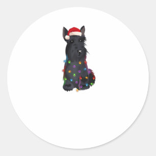 Adesivo Redondo Scottish Terrier Christmas Lights Xmas Dog R