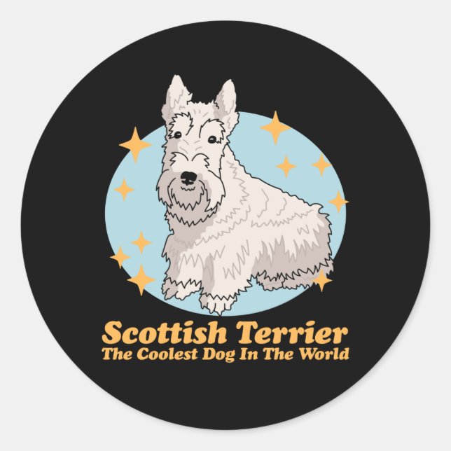 Adesivo Redondo Scottish Terrier Coolest Dog Scottie (Frente)