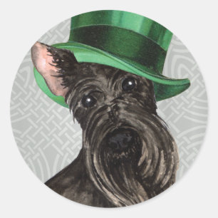 Adesivo Redondo Scottish Terrier do dia de St Patrick
