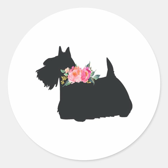 Adesivo Redondo Scottish Terrier Scottie Dog (Frente)