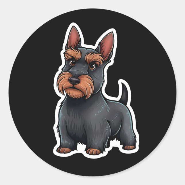 Adesivo Redondo Scottish Terrier Sticker (Frente)