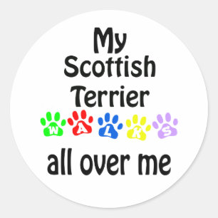 Adesivo Redondo Scottish Terrier Walks Design