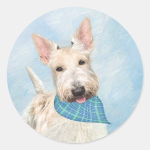 Adesivo Redondo Scottish Terrier Wheaten Dog Painting
