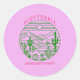 Adesivo Redondo scottsdale bachelorette pink cactus