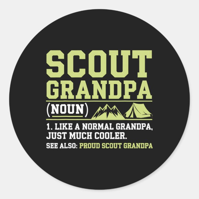 Adesivo Redondo Scout Grandpa Funny Camping Hiking Mountain Gift  (Frente)