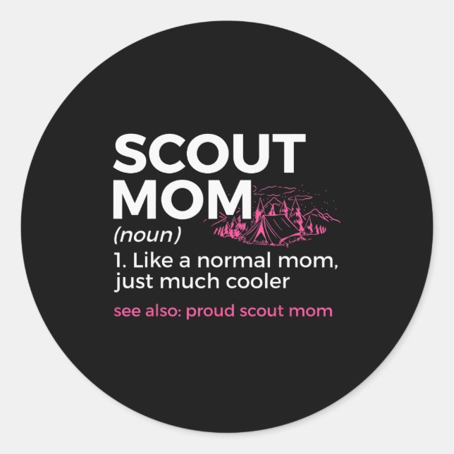 Adesivo Redondo Scouting Funny Scout Mom Definition Proud Scout Mo (Frente)