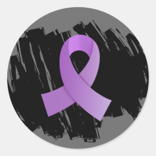 Adesivo Redondo Scribble do general Cancer Lavanda Fita Com