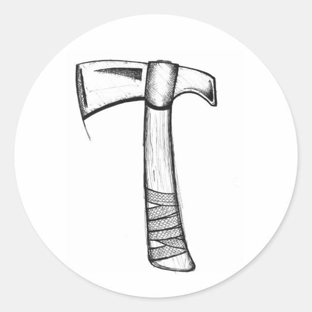 Adesivo Redondo Scribble Tomahawk Sticker (Frente)