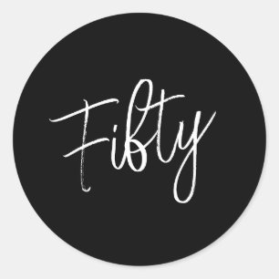 Adesivo Redondo Script 50th Birthday Black