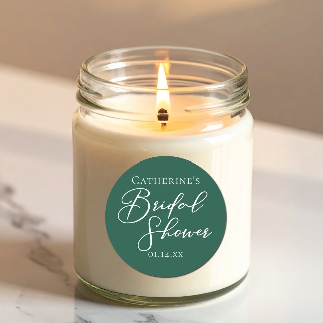 Adesivo Redondo Script Branco Personalizado do Chá de panela Verde (Criador carregado)