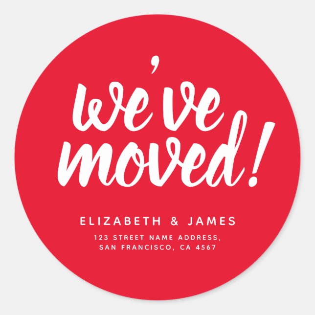 Adesivo Redondo Script Branco Vermelho Simples que Movemos (Frente)