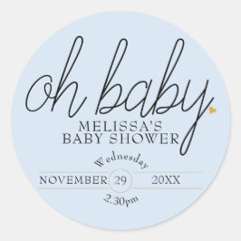 Adesivo Redondo Script Chic Gold coração bebê chá oh bebê