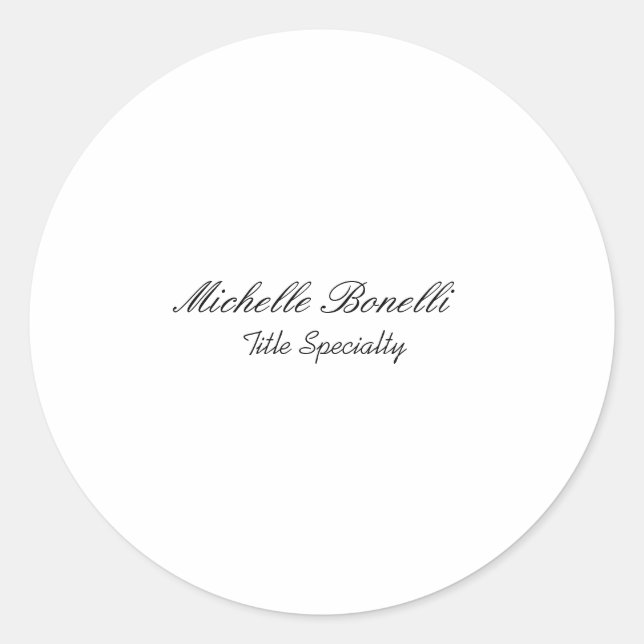 Adesivo Redondo Script Classy Na moda adicione seu nome (Frente)