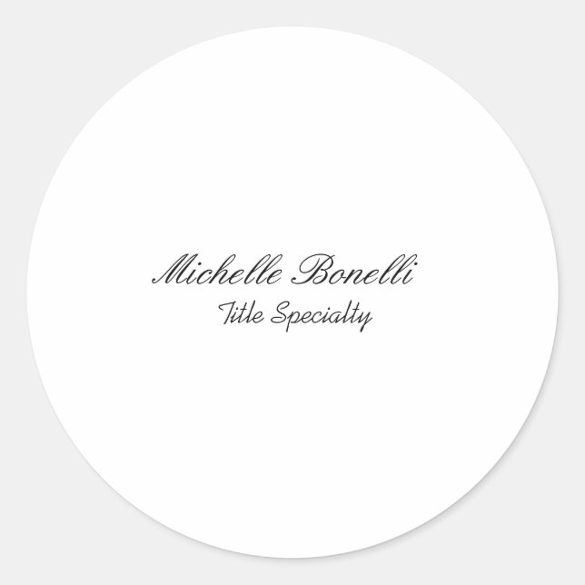 Adesivo Redondo Script Classy Na moda adicione seu nome (Frente)