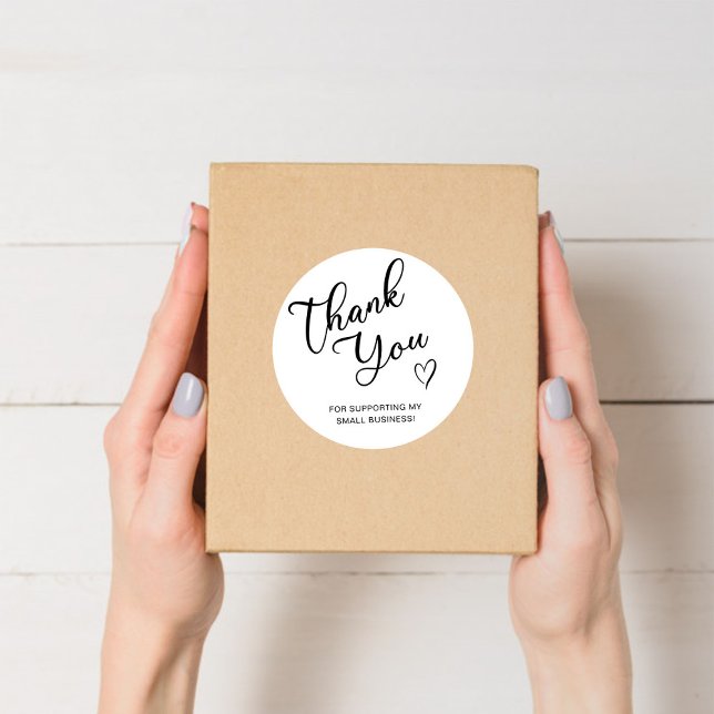 Adesivo Redondo Script de Agradecimento Coração Pequena Empresa (Criador carregado)