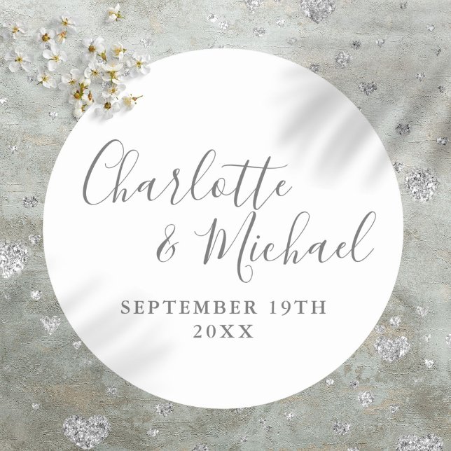 Adesivo Redondo Script de Assinatura Elegante (Elegant Signature Script Classic Round Sticker)