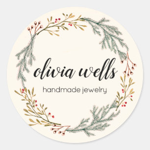 Adesivo Redondo Script de Assinatura Rustic Country Wreath